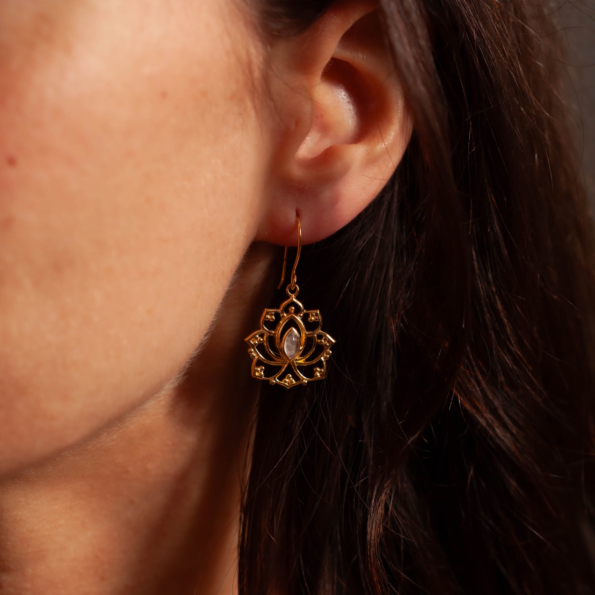 Alma de Loto Rosenquarz Ohrringe | Gold