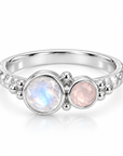 Dúalia Mondstein & Rosenquarz Ring | Silber