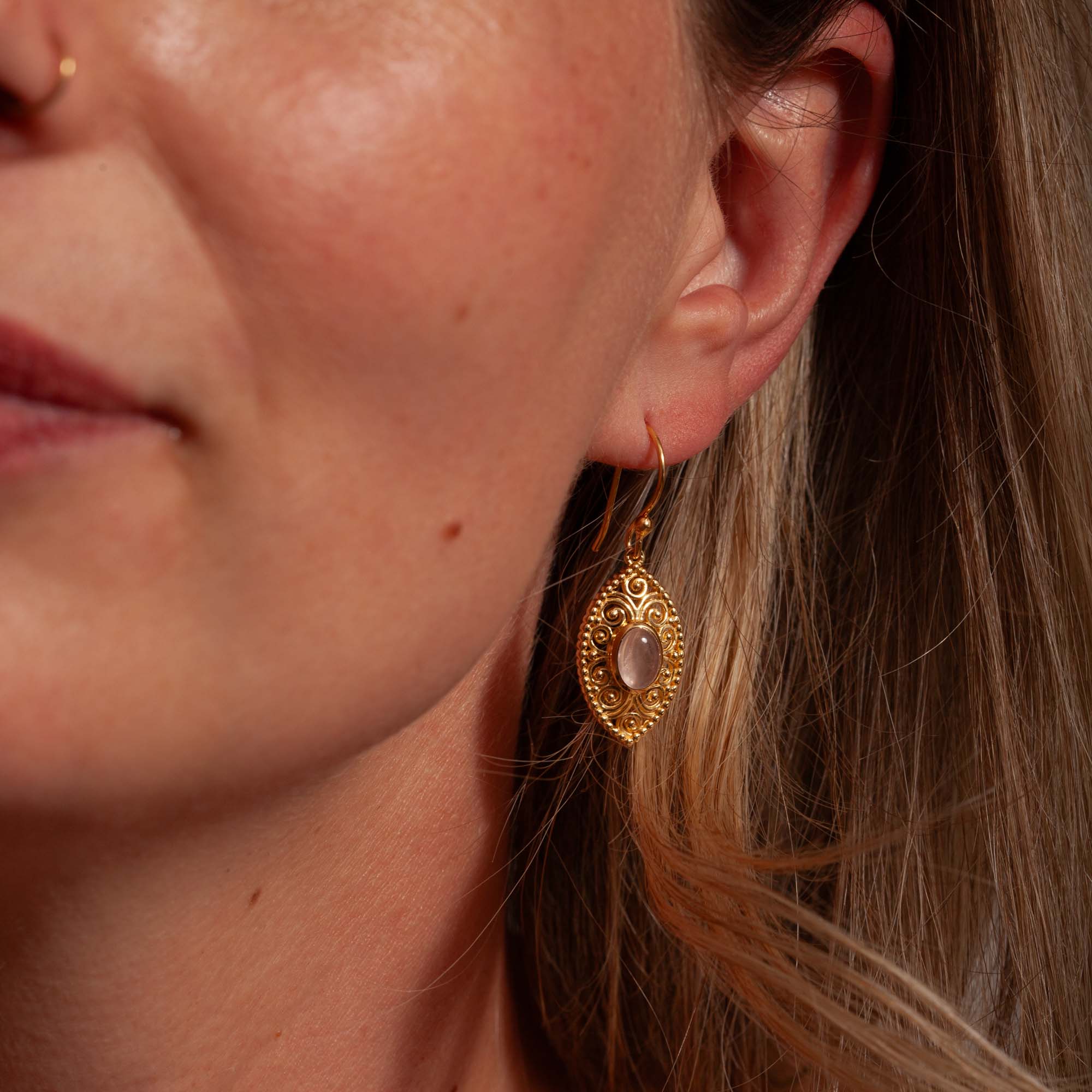 Oriana Rosenquarz Ohrringe | Gold