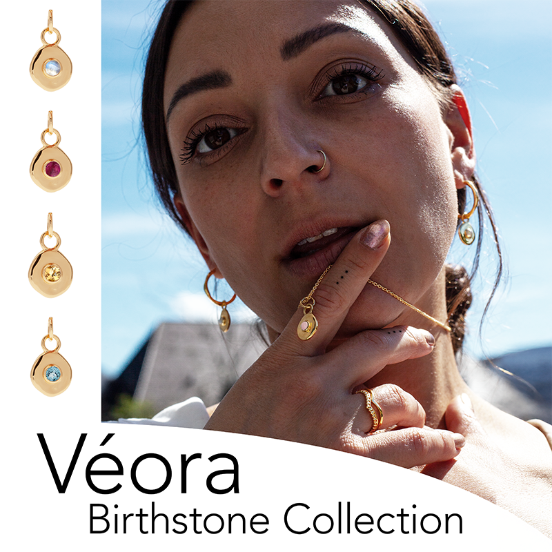 Véora Birthstone Charms - Blauer Topas (Dezember) | Gold