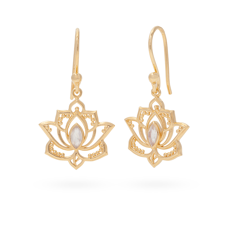Flor de Loto Mondstein Ohrringe | Gold