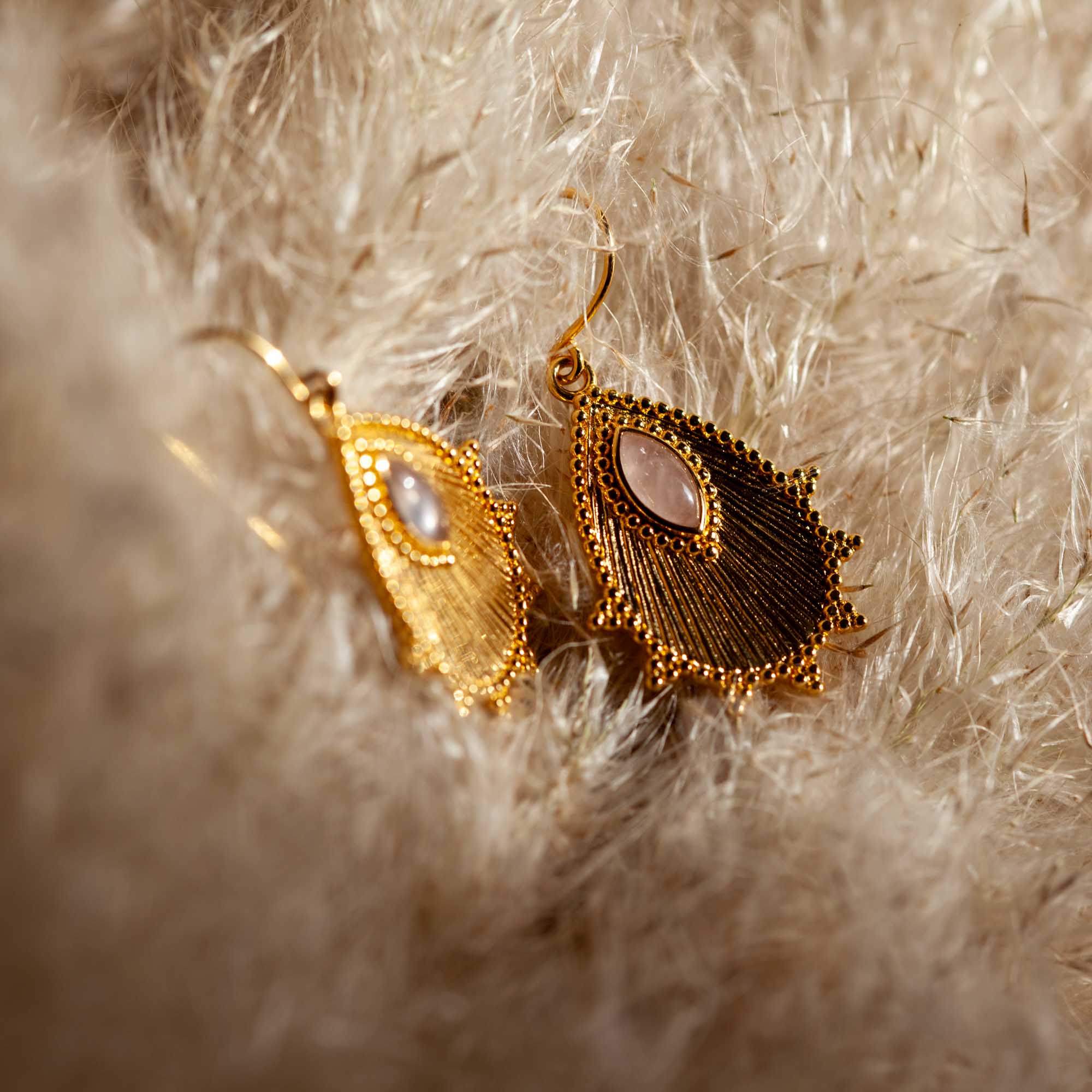 Alba Rosenquarz Ohrringe | Gold
