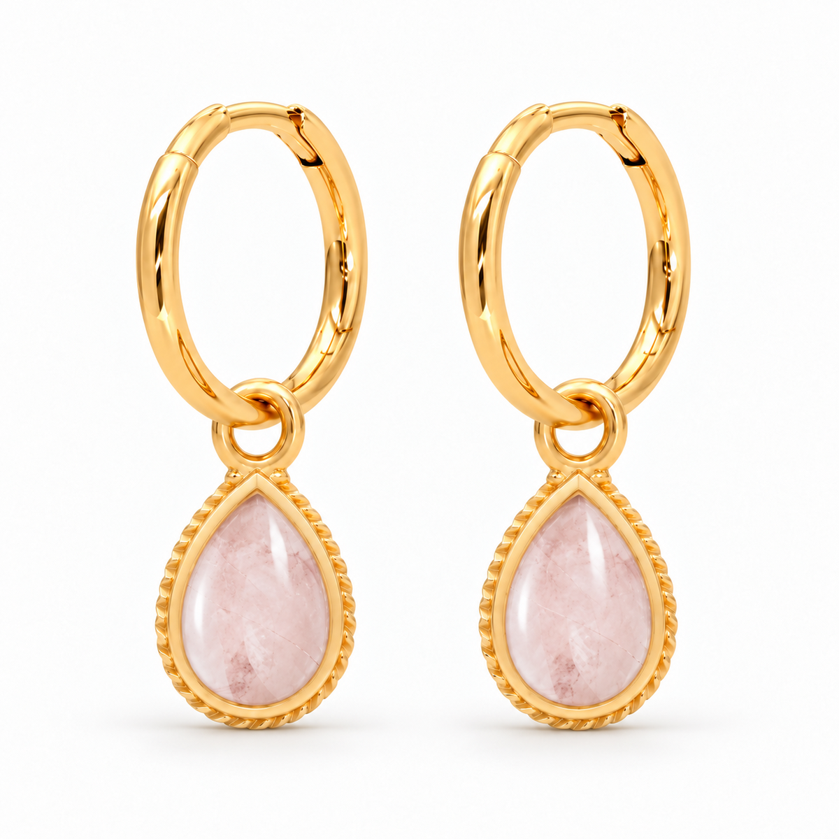 Anéa Mini Creolen mit Ternura Rosenquarz Charms | Gold