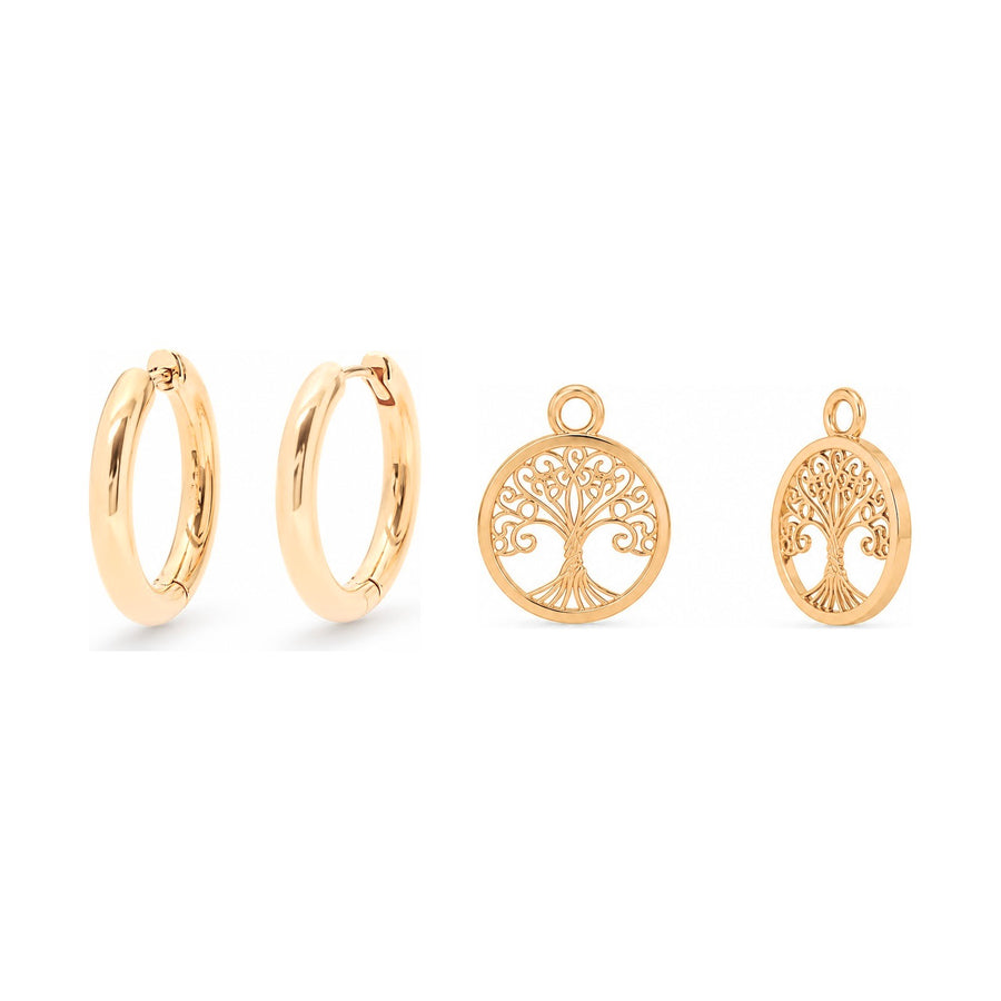 Anéa Grandé Creolen mit Vidaé Tree of Life Charms