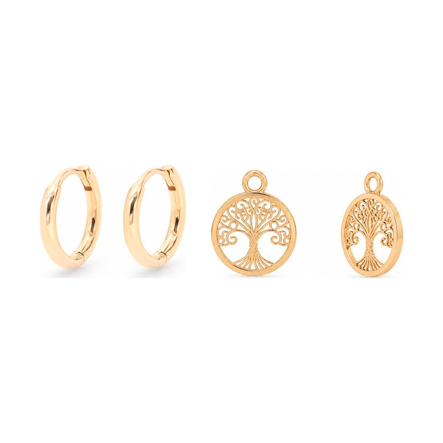 Anéa Mini Creolen mit Vidaé Tree of Life Charms