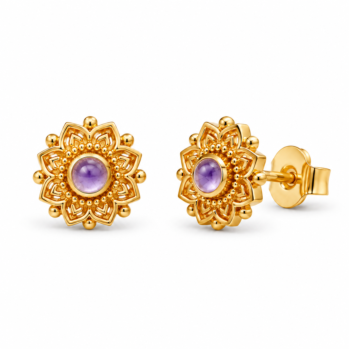 Azira Amethyst Ohrstecker | Gold