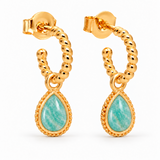 Espiral Creolen mit Ternura Amazonit Charms | Gold