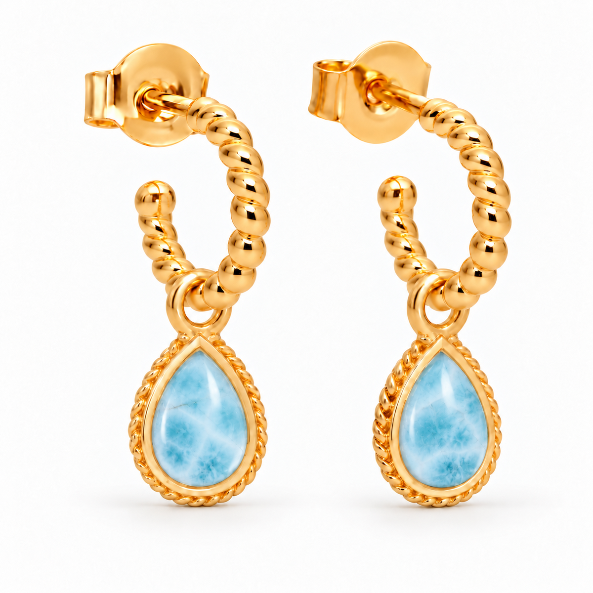 Espiral Creolen mit Ternura Larimar Charms | Gold