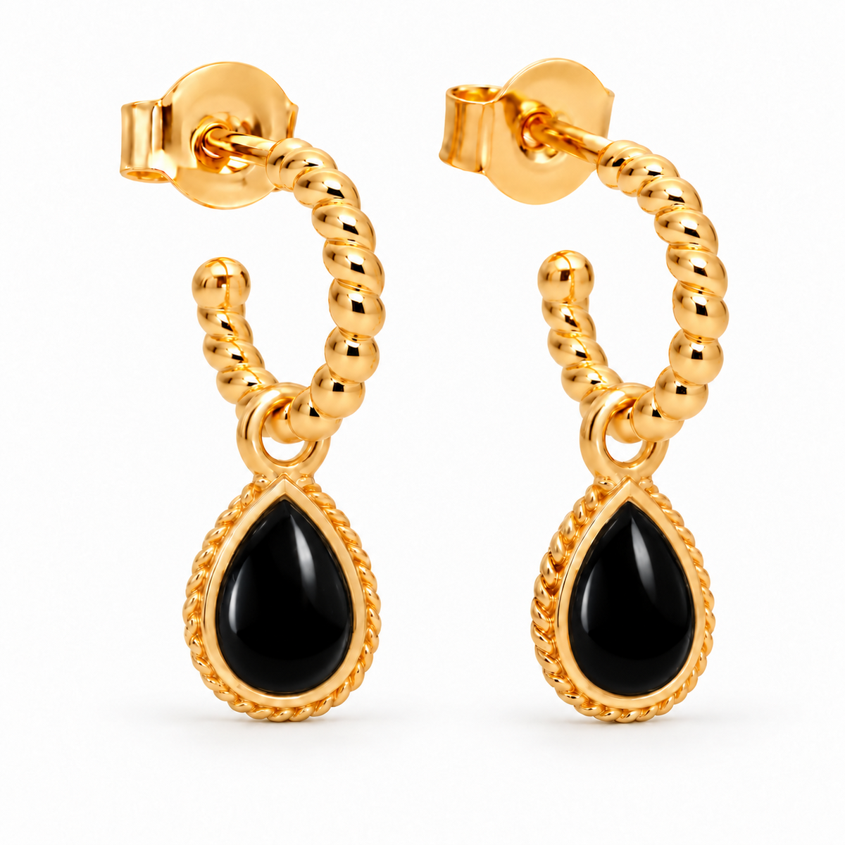 Espiral Creolen mit Ternura Onyx Charms | Gold