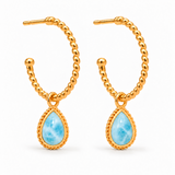 Espiral Grande Creolen mit Ternura Larimar Charms | Gold