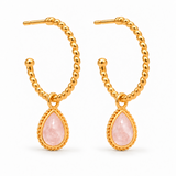Espiral Grande Creolen mit Ternura Rosenquarz Charms | Gold