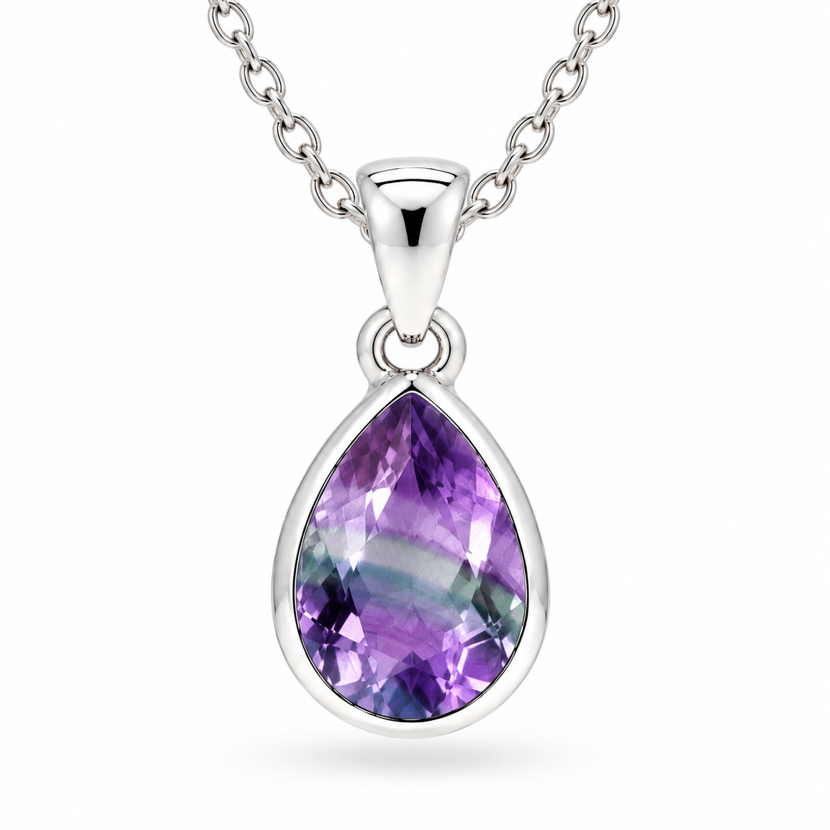 Fluidez Regenbogenfluorit Anhänger | Silber
