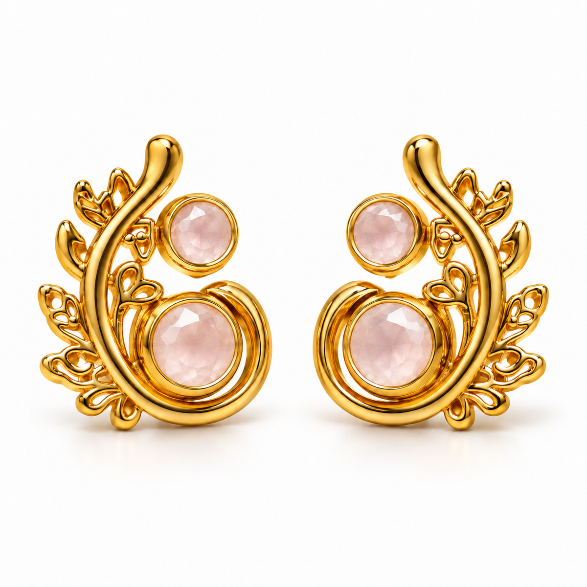 Lalea Rosenquarz Ohrstecker | Gold