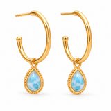 Latir Grande Creolen mit Ternura Larimar Charms | Gold