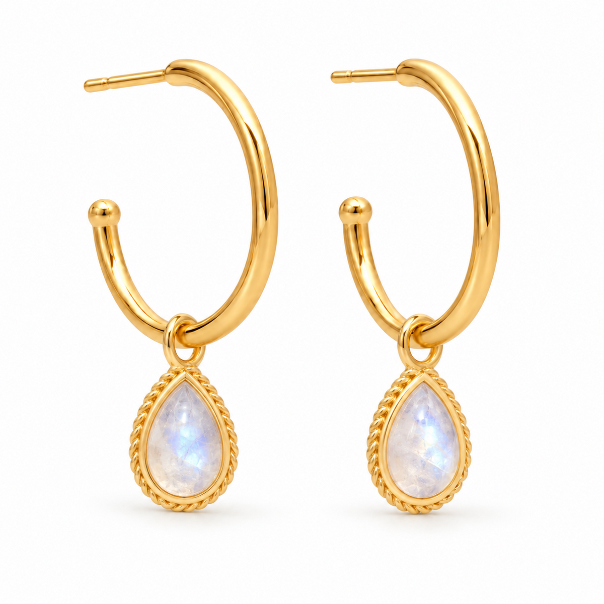 Latir Grande Creolen mit Ternura Mondstein Charms | Gold