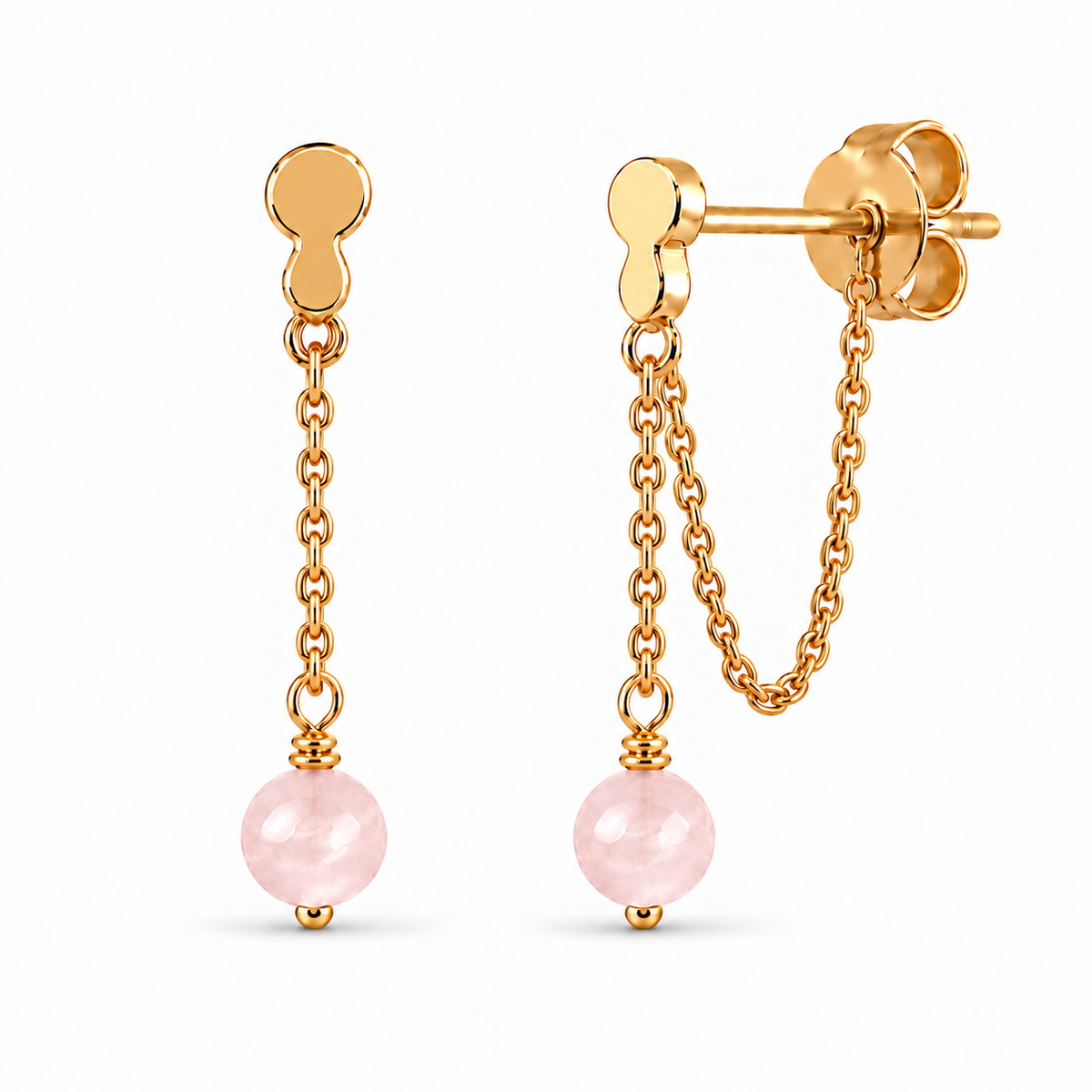 Lioris Rosenquarz Ohrstecker | Gold