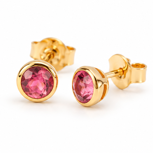 Lunita Pinker Turmalin Ohrstecker | Gold