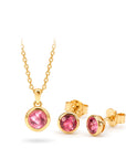 Lunita Pinker Turmalin Set in 18 Karat Massivgold