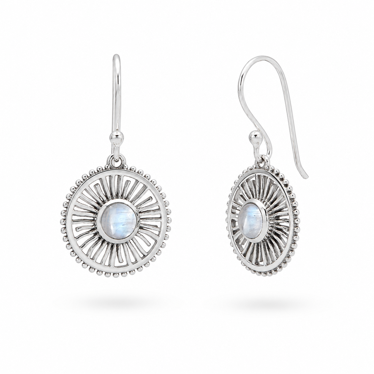 Rayén Mondstein Ohrringe Silber aus 925 Sterling Silber, Freisteller