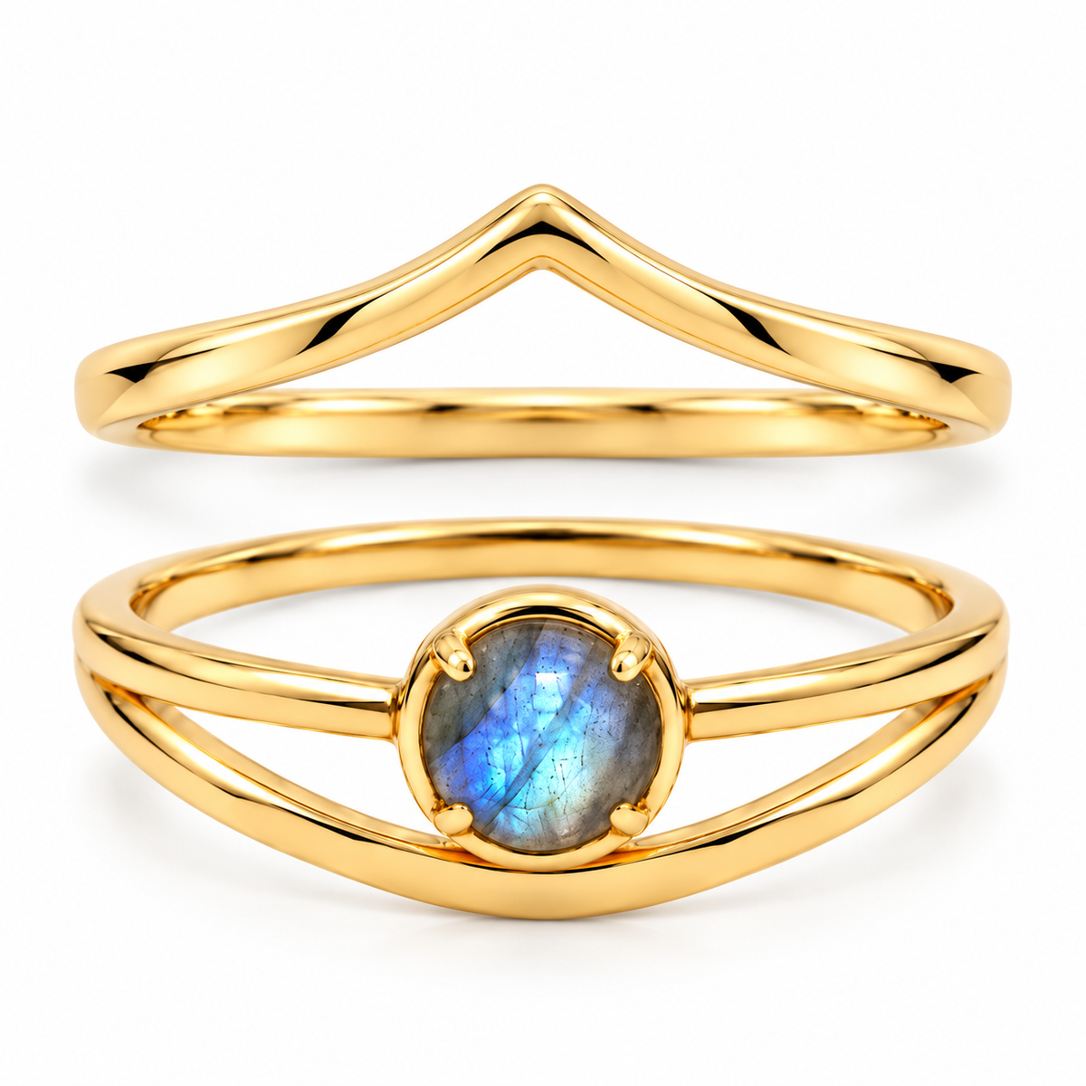 Serenya Labradorit &amp; Espina Ring | Gold Layering Set