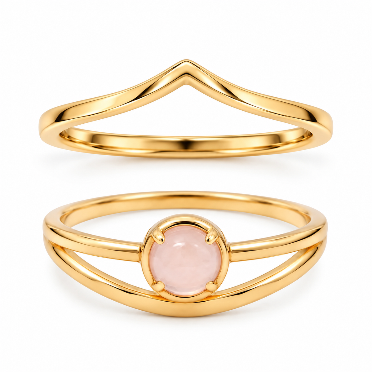Serenya Rosenquarz &amp; Espina Ring | Gold Layering Set