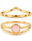 Serenya Rosenquarz & Espina Ring | Gold Layering Set