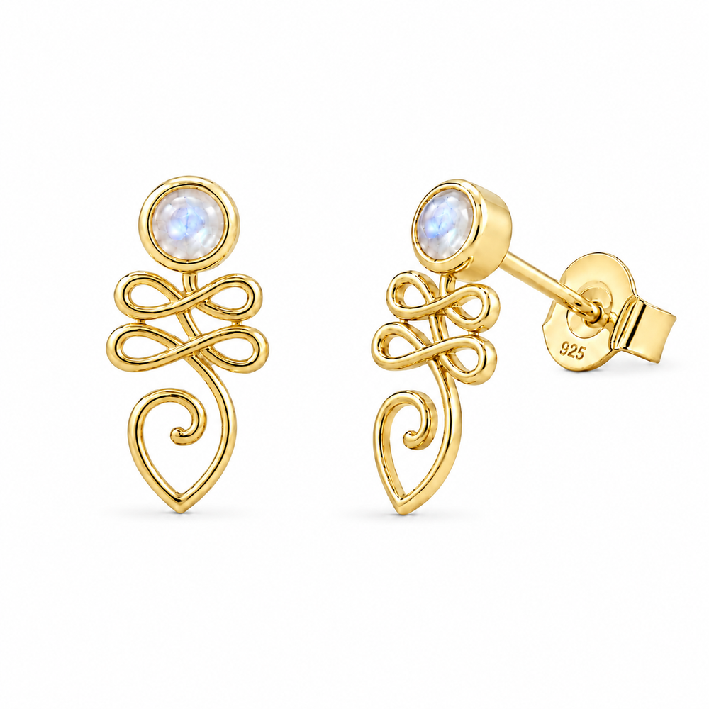 Unalome Mondstein Ohrstecker | Gold